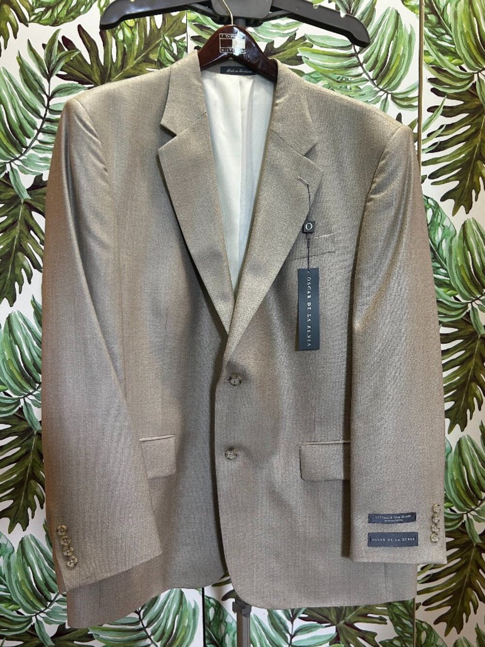 Oscar de la Renta Men's Blazer 46 NWT Vintage Beige 52 Silk 48 Wool Sport Coat
